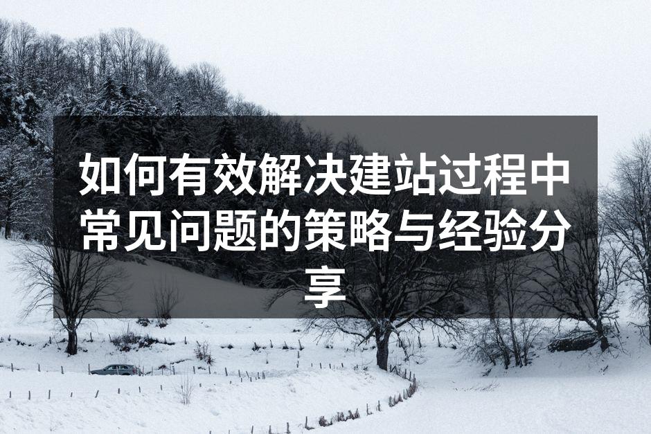 如何有效解决建站过程中常见问题的策略与经验分享